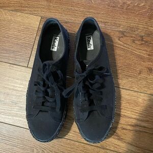 Keds Black Glitter Platform Sneakers